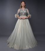 Pista Green Shimmery Ball Gown