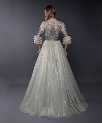 Pista Green Shimmery Ball Gown 5