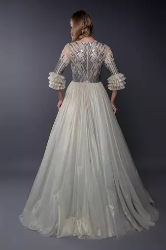 Pista Green Shimmery Ball Gown