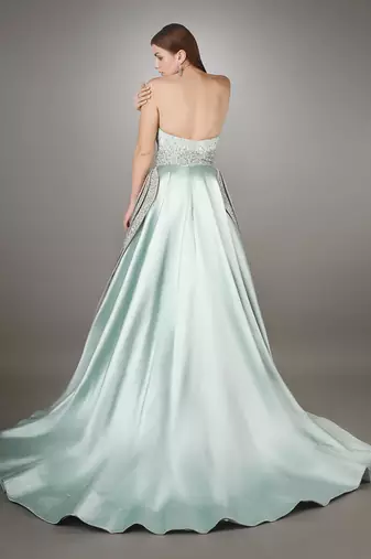 Grey Green Structured Gown