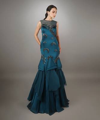 Teal Cone Texture Gown 1