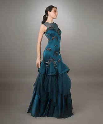 Teal Cone Texture Gown 2