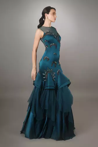 Teal Cone Texture Gown