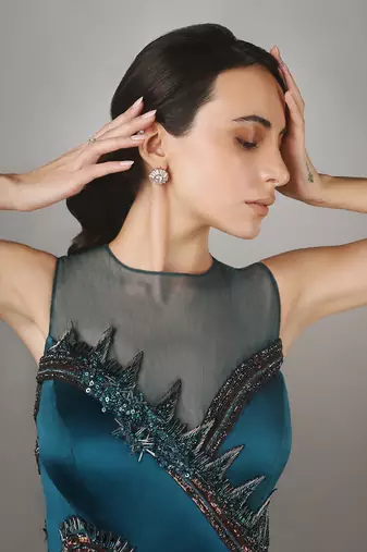Teal Cone Texture Gown