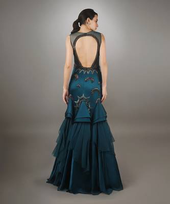 Teal Cone Texture Gown 4
