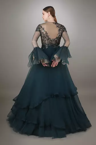 Teal Organza Gown 