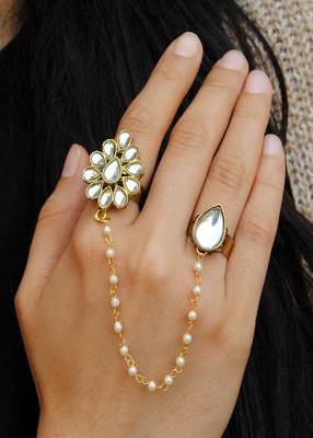 The Dynamic Duo White Pear Ring 2