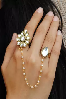 The Dynamic Duo White Pear Ring