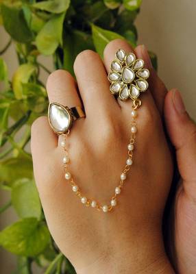 The Dynamic Duo White Pear Ring 3