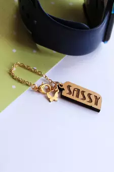 Sassy Wooden Engraved Watch Charm