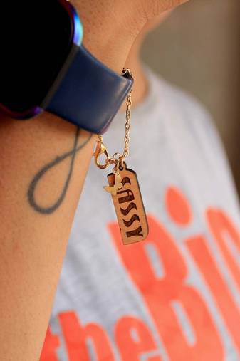 Sassy Wooden Engraved Watch Charm