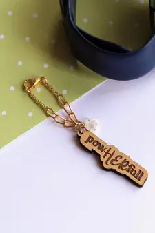 PowHerFull Wooden Engraved Watch Charm