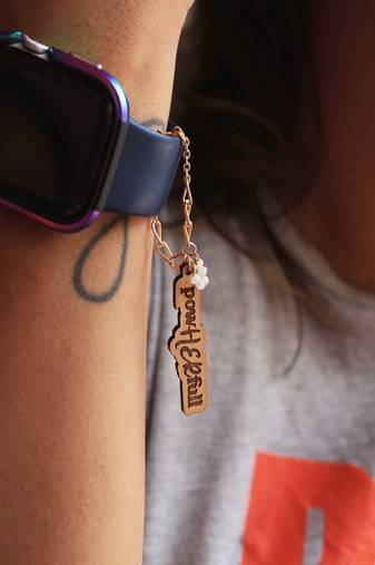 PowHerFull Wooden Engraved Watch Charm
