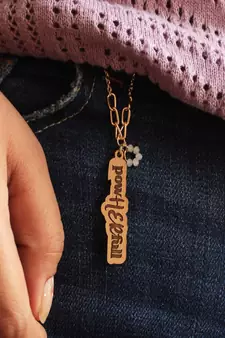 PowHerFull Wooden Engraved Watch Charm