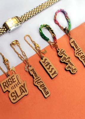 Wooden Engraved Set Of 4 Charms 1