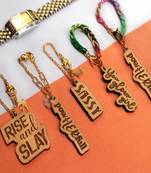 Wooden Engraved Set Of 4 Charms