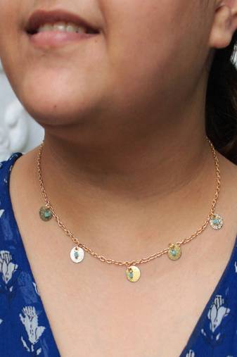 Glass Beads With Coins Necklace