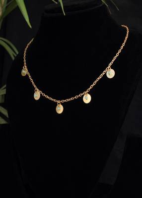 Glass Beads With Coins Necklace 2