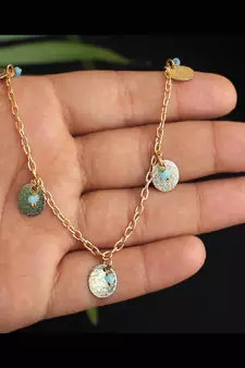 Glass Beads With Coins Necklace
