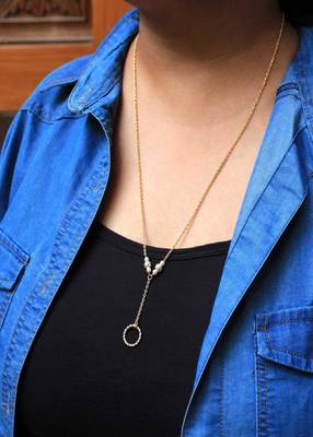 Lariat Necklace With A Ring Drop 1