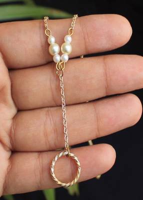 Lariat Necklace With A Ring Drop 3