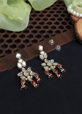 Floral Kundan Drop Earrings 2
