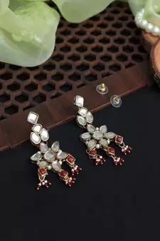 Floral Kundan Drop Earrings
