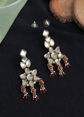 Floral Kundan Drop Earrings 3