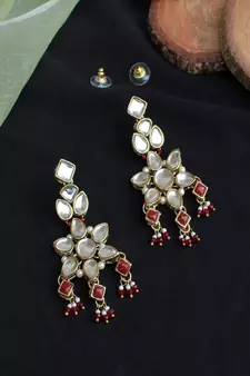 Floral Kundan Drop Earrings