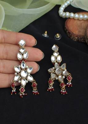 Floral Kundan Drop Earrings 4
