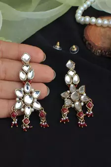 Floral Kundan Drop Earrings