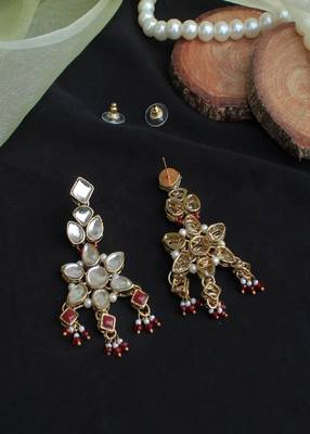 Floral Kundan Drop Earrings 5