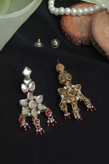 Floral Kundan Drop Earrings