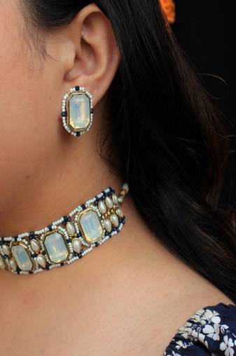 Sky Blue Crystal Stud Earrings