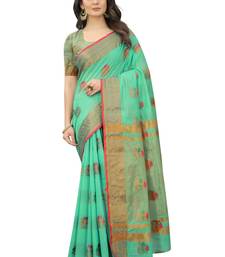 Women'S Chanderi Cotton Silk Saree With Unstitched Boluse Piece