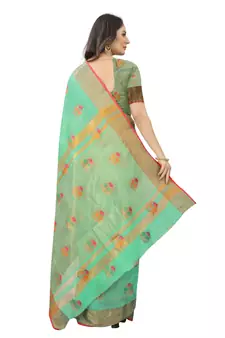Women'S Chanderi Cotton Silk Saree With Unstitched Boluse Piece