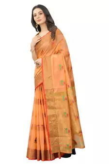 Women'S Chanderi Cotton Silk Saree With Unstitched Boluse Piece