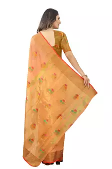 Women'S Chanderi Cotton Silk Saree With Unstitched Boluse Piece