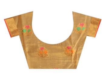 Women'S Chanderi Cotton Silk Saree With Unstitched Boluse Piece 5