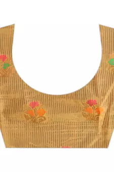 Women'S Chanderi Cotton Silk Saree With Unstitched Boluse Piece