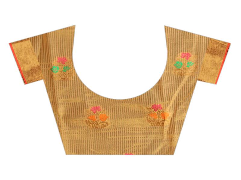 Women'S Chanderi Cotton Silk Saree With Unstitched Boluse Piece