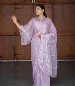 Exclusive Light Pink Color Jimi Silk Plain With Pallu Lace Border Saree