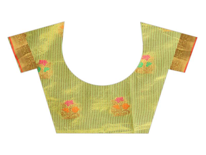 Women's Chanderi Cotton Silk Saree With Unstitched Boluse Piece