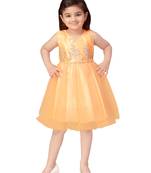Orange embroidered net kids-frocks