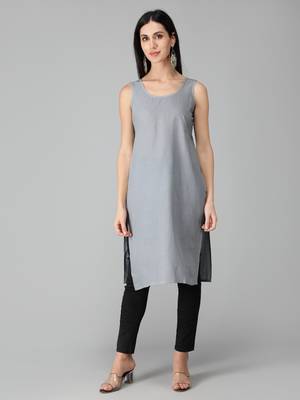Grey embroidered georgette chikankari-kurtis 1