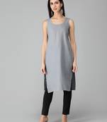 Grey embroidered georgette chikankari-kurtis