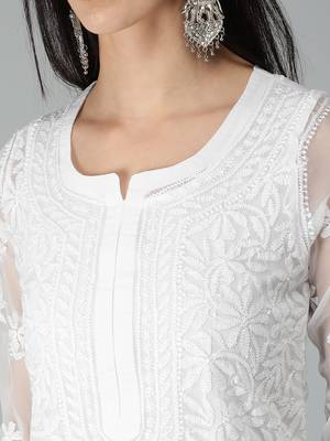 White embroidered georgette chikankari-kurtis 3