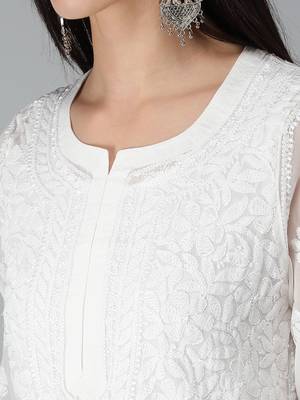 White embroidered georgette chikankari-kurtis 3