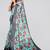 Teal printed cotton saree with blouse