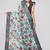 Teal printed cotton saree with blouse